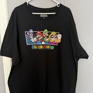 Nintendo Super Mario Black Tee with Colorful Character Print